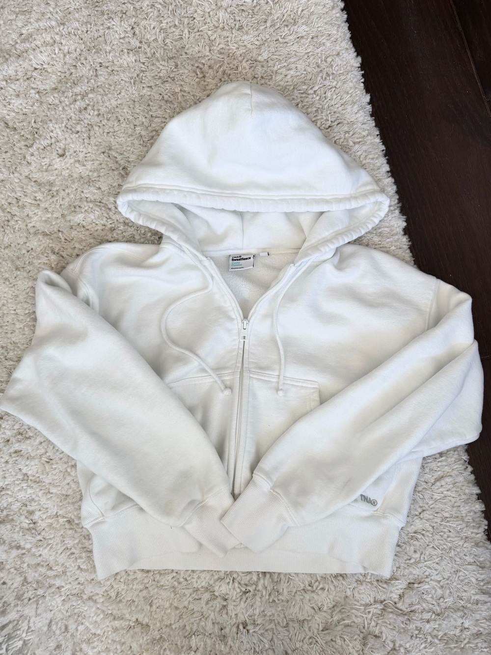 TNA Cozy Sweatfleece Boyfriend Boxy Zip Hoodie White